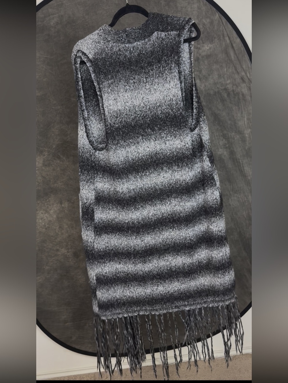 K Jordan | Gray Black Fringe Sweater Vest Duster | Size 1X - Picture 5 of 5
